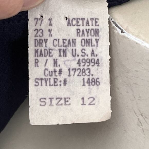 VTG R&M RICHARDS 2 Piece Conservative Pantsuit Set in Navy Blue SZ 8 - Picture 10 of 12